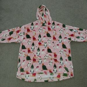 Like NEW One-Size Holiday Cat Fleece Hoodie - Pink